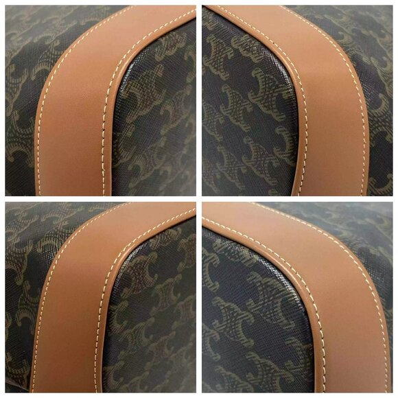Auth CELINE Medium Cabas Tan (Dark Brown) Brown) Triomphe Canvas 1421-111324 - Picture 6 of 14
